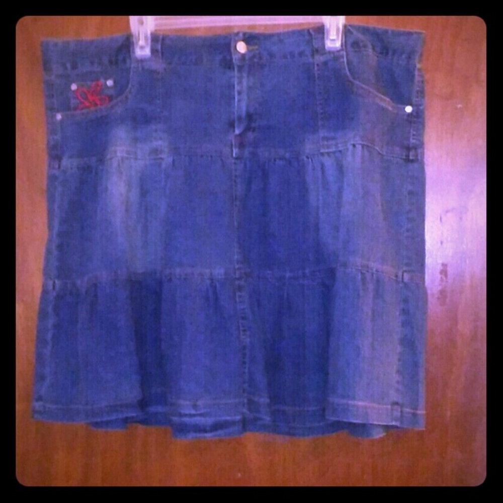 Adorable Ruffle Denim Skirt